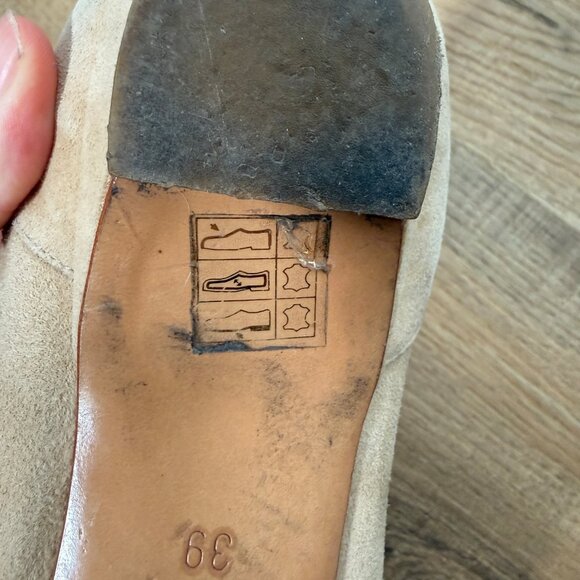 Jacques Loup Cannes Suede Tan Ballet Flats Leather Scalloped Edge Feminine 39 - Picture 6 of 8